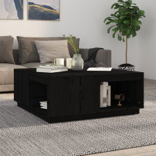 vidaXL fekete tömör fenyőfa dohányzóasztal 100 x 101 x 40,5 cm bútor