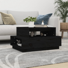 vidaXL fekete tömör fenyőfa dohányzóasztal 80x55x40,5 cm bútor