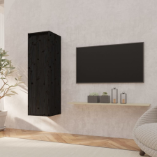 vidaXL Fekete tömör fenyőfa faliszekrény 30 x 30 x 100 cm bútor