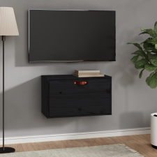 vidaXL fekete tömör fenyőfa faliszekrény 60 x 30 x 35 cm bútor
