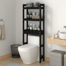 vidaXL fekete tömör fenyőfa fürdőszoba állvány 63x26x171 cm fürdőszoba bútor