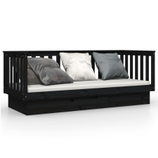 vidaXL fekete tömör fenyőfa kanapéágy 75 x 190 cm (821578) ágy és ágykellék