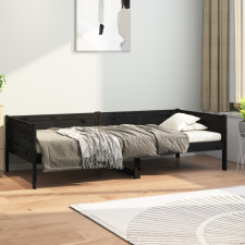 vidaXL Fekete tömör fenyőfa kanapéágy 90 x 190 cm bútor