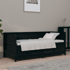 vidaXL Fekete tömör fenyőfa kanapéágy 90 x 190 cm bútor