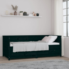 vidaXL fekete tömör fenyőfa kanapéágy 90 x 200 cm ágy és ágykellék