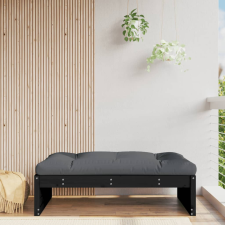 vidaXL Fekete tömör fenyőfa kerti lábzsámoly párnával 120x80 cm kerti bútor