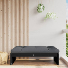 vidaXL fekete tömör fenyőfa kerti lábzsámoly párnával 120x80 cm kerti bútor