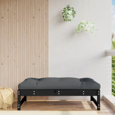 vidaXL Fekete tömör fenyőfa kerti lábzsámoly párnával 120x80 cm kerti bútor