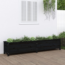 vidaXL fekete tömör fenyőfa kerti magaságyás 199,5x40x39 cm kerti tárolás