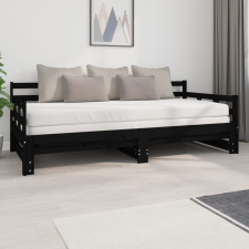 vidaXL fekete tömör fenyőfa kihúzható kanapéágy 2 x (90 x 200) cm ágy és ágykellék