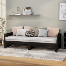 vidaXL fekete tömör fenyőfa kihúzható kanapéágy 2x(90x190) cm ágy és ágykellék
