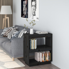 vidaXL fekete tömör fenyőfa könyvszekrény 60 x 35 x 71 cm bútor