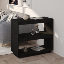 vidaXL fekete tömör fenyőfa könyvszekrény 80 x 35 x 71 cm bútor