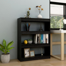 vidaXL fekete tömör fenyőfa könyvszekrény/térelválasztó 100 x 30 x 103 cm bútor