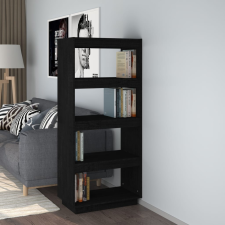 vidaXL fekete tömör fenyőfa könyvszekrény/térelválasztó 60x35x135 cm bútor