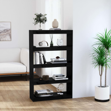 vidaXL fekete tömör fenyőfa könyvszekrény/térelválasztó 80x30x135,5 cm bútor