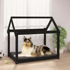 vidaXL Fekete tömör fenyőfa kutyaágy 101x70x90 cm szállítóbox, fekhely kutyáknak