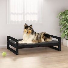 vidaXL fekete tömör fenyőfa kutyaágy 95,5x65,5x28 cm szállítóbox, fekhely kutyáknak