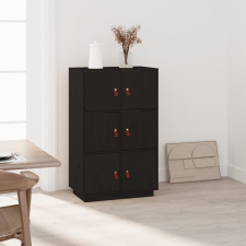 vidaXL fekete tömör fenyőfa magasszekrény 67 x 40 x 108,5 cm bútor