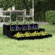 vidaXL fekete tömör fenyőfa növénytartó 78x78x27 cm kerti tárolás