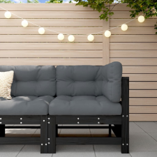 vidaXL fekete tömör fenyőfa sarokkanapé párnákkal kerti bútor