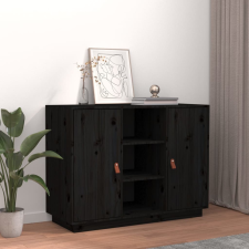 vidaXL fekete tömör fenyőfa tálalószekrény 100 x 40 x 75 cm bútor