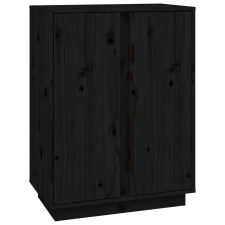 vidaXL fekete tömör fenyőfa tálalószekrény 60x35x80 cm (814493) bútor