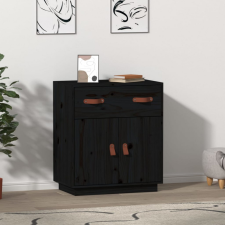 vidaXL Fekete tömör fenyőfa tálalószekrény 65,5 x 40 x 75 cm bútor