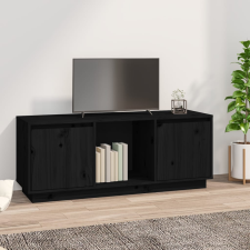 vidaXL fekete tömör fenyőfa TV-szekrény 110,5 x 35 x 44 cm bútor