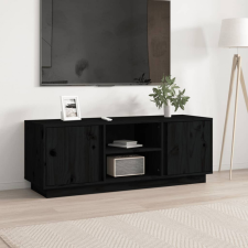 vidaXL fekete tömör fenyőfa TV-szekrény 110x35x40,5 cm bútor