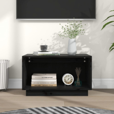 vidaXL fekete tömör fenyőfa TV-szekrény 60x35x35 cm bútor