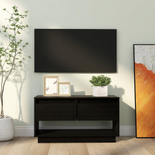 vidaXL fekete tömör fenyőfa TV-szekrény 74 x 34 x 40 cm bútor
