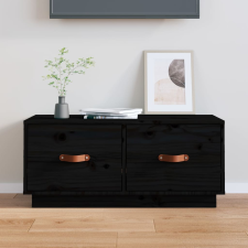 vidaXL fekete tömör fenyőfa TV-szekrény 80 x 34 x 35 cm bútor