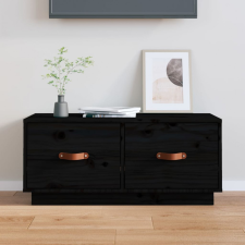 vidaXL Fekete tömör fenyőfa TV-szekrény 80 x 34 x 35 cm bútor