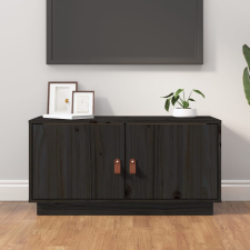vidaXL fekete tömör fenyőfa TV-szekrény 80 x 34 x 40 cm bútor