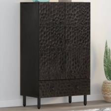 vidaXL fekete tömör mangófa magasszekrény 60 x 33 x 100 cm bútor