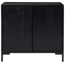 vidaXL Fekete tömör újrahasznosított fenyő tálalószekrény 75x35x70 cm bútor