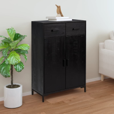 vidaXL Fekete tömör újrahasznosított fenyőfa cipőtartó 75x40x110 cm bútor