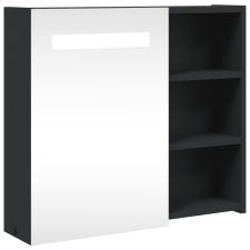 vidaXL fekete tükrös fürdőszobaszekrény LED-del 60 x 13 x 52 cm (357971) fürdőszoba bútor