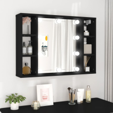 vidaXL fekete tükrös szekrény LED-ekkel 76 x 15 x 55 cm fürdőszoba bútor