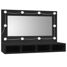 vidaXL fekete tükrös szekrény LED-ekkel 90x31,5x62 cm (833488) fürdőszoba bútor
