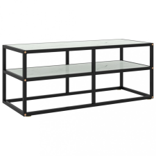 vidaXL Fekete TV-szekrény fehér márvány mintás üveggel 100x40x40 cm bútor