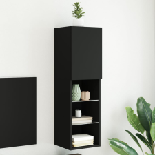 vidaXL fekete TV-szekrény LED-lámpákkal 30,5 x 30 x 102 cm bútor