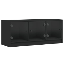 vidaXL fekete TV-szekrény üvegajtókkal 102 x 37 x 42 cm (836407) bútor