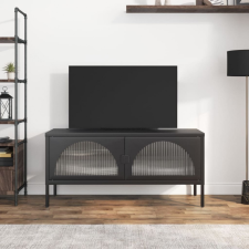vidaXL fekete üveg és acél TV-szekrény 105 x 35 x 50 cm bútor
