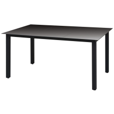 vidaXL fekete üveg és alumínium kerti étkezőasztal 150 x 90 74 cm kerti bútor