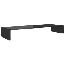 vidaXL Fekete üveg TV/monitor állvány üveg 90x30x13 cm (244138) tv állvány és fali konzol