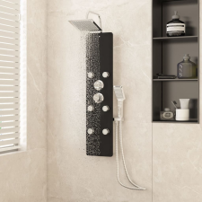 vidaXL fekete üveg zuhanypanel 25 x 47,5 x 130 cm kád, zuhanykabin