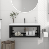 vidaXL fekete vas fürdőszobai fali mosdókagylókeret 79 x 38 x 31 cm