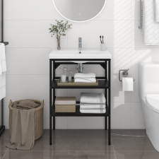 vidaXL fekete vas fürdőszobai mosdókagylókeret 59 x 38 x 83 cm fürdőszoba bútor